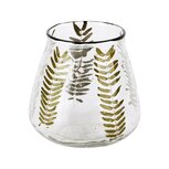 Dekoratief | Theelichthouder 'Green Leaves', transparant, glas, 9x9x9cm | A228239 Dekoratief | Theelichthouder 'Green Leaves', transparant, glas, 9x9x9cm | A228239