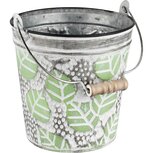 Dekoratief | Bloempot rond, 'Green Leaves', metaal, 15x15x15cm | A230014