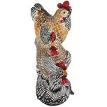 Dekoratief | Stapel 3 kippen, bruin/wit, resina, 12x15x28cm | A230141