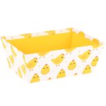 Dekoratief | Bakje 'Chicks', geel/wit, karton, 24x14x10cm | A230236
