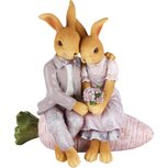 Dekoratief | Bunny koppel op wortel, resina, 13x7x14cm | A230250 Dekoratief | Bunny koppel op wortel, resina, 13x7x14cm | A230250