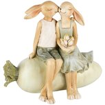 Dekoratief | Bunny koppel kussend op wortel, resina, 17x10x15cm | A230256 Dekoratief | Bunny koppel kussend op wortel, resina, 17x10x15cm | A230256