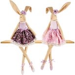 Dekoratief | Bunny zittend, roze/paars, stof, 18x29cm, set van 2 stuks | A230813 Dekoratief | Bunny zittend, roze/paars, stof, 18x29cm, set van 2 stuks | A230813