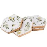 Dekoratief | Set 4 onderzetters 'Olives', hout/email, 10x10x1cm | A230905 Dekoratief | Set 4 onderzetters 'Olives', hout/email, 10x10x1cm | A230905