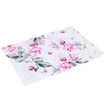 Dekoratief | Tafelloper wit m/roze bloemen, fluweel, 40x138cm | A234018 Dekoratief | Tafelloper wit m/roze bloemen, fluweel, 40x138cm | A234018