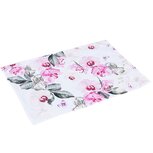 Dekoratief | Placemat wit m/roze bloemen, fluweel, 30x45cm | A234019 Dekoratief | Placemat wit m/roze bloemen, fluweel, 30x45cm | A234019