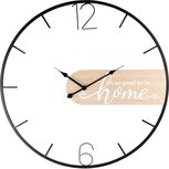 Dekoratief | Klok 'Home', wit/zwart/naturel, hout/metaal, 60x60cm | A235023