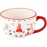 Dekoratief | Mok m/gnoompjes, dolomiet, wit/rood, 16x13x8cm | A235241 Dekoratief | Mok m/gnoompjes, dolomiet, wit/rood, 16x13x8cm | A235241
