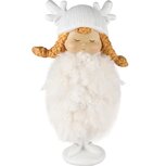 Dekoratief | Wintermeisje staand m/fluffy jurkje, wit, resina, 15x11x26cm | A235252 Dekoratief | Wintermeisje staand m/fluffy jurkje, wit, resina, 15x11x26cm | A235252