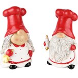 Dekoratief | Santagnoom chef, wit/rood, resina, 8x6x14cm, set van 2 stuks | A235259 Dekoratief | Santagnoom chef, wit/rood, resina, 8x6x14cm, set van 2 stuks | A235259