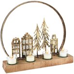 Dekoratief | Theelichthouder boog m/huizen, brons, metaal/hout, 37x7x35cm | A235390 Dekoratief | Theelichthouder boog m/huizen, brons, metaal/hout, 37x7x35cm | A235390