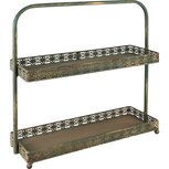 Dekoratief | Pi?ce-mont?e rechthoek, groen/roest, metaal, 37x13x36cm | A235747 Dekoratief | Pi?ce-mont?e rechthoek, groen/roest, metaal, 37x13x36cm | A235747
