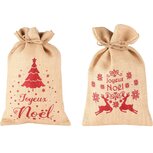 Dekoratief | Jutezak 'Joyeux No?l', naturel/rood, 23x35cm, set van 2 stuks | A238095 Dekoratief | Jutezak 'Joyeux No?l', naturel/rood, 23x35cm, set van 2 stuks | A238095