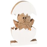 Dekoratief | Deco ei m/kuikentje, wit/naturel, hout, 23x14x3cm | A238111
