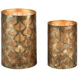 Dekoratief | Set 2 Waxinelichthouders 'Spiral Leafs', metaal, 12x12x18cm | A238200 Dekoratief | Set 2 Waxinelichthouders 'Spiral Leafs', metaal, 12x12x18cm | A238200