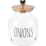 Dekoratief | Bewaarpot 'Onions', transparant, glas/hout, 16x16x25cm | A238210 Dekoratief | Bewaarpot 'Onions', transparant, glas/hout, 16x16x25cm | A238210
