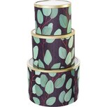 Dekoratief | Set 3 tondozen 'Eucalyptus', groen, karton/glas, 20x20x15cm | A239074 Dekoratief | Set 3 tondozen 'Eucalyptus', groen, karton/glas, 20x20x15cm | A239074