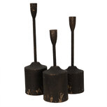 Clayre & Eef | Kandelaar (set van 3) Zwart ø 9x35 / ø 9x30 / ø 9x25 cm | 6Y5474 Clayre & Eef | Kandelaar (set van 3) Zwart ø 9x35 / ø 9x30 / ø 9x25 cm | 6Y5474
