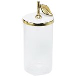 Dekoratief | Bewaarpot, transparant/goud/wit, glas/aluminium, 10x10x27cm | A239005 Dekoratief | Bewaarpot, transparant/goud/wit, glas/aluminium, 10x10x27cm | A239005