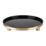 Dekoratief | Dienblad rond op pootjes, goud/zwart, metaal, 26x26x5cm | A238313 Dekoratief | Dienblad rond op pootjes, goud/zwart, metaal, 26x26x5cm | A238313