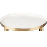 Dekoratief | Dienblad rond op pootjes, goud/wit, aluminium, 31x31x5cm | A238312 Dekoratief | Dienblad rond op pootjes, goud/wit, aluminium, 31x31x5cm | A238312