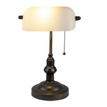 Clayre & Eef | Bureaulamp Bankierslamp Wit, Bruin ø 27x40 cm E27/max 1x60W | 5LL-5125W Clayre & Eef | Bureaulamp Bankierslamp Wit, Bruin ø 27x40 cm E27/max 1x60W | 5LL-5125W