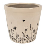 Clayre & Eef   | Bloempot Binnen Beige, Zwart ø 21x20 cm | 6CEFAF0001XL