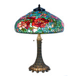Clayre & Eef | Tiffany Tafellamp Groen, Rood ø 55x85 cm E27/max 3x60W | 5LL-6345 Clayre & Eef | Tiffany Tafellamp Groen, Rood ø 55x85 cm E27/max 3x60W | 5LL-6345