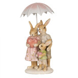 Clayre & Eef | Decoratie Beeld Konijnen met paraplu Bruin Roze 9x9x19 cm | 6PR4106 Clayre & Eef | Decoratie Beeld Konijnen met paraplu Bruin Roze 9x9x19 cm | 6PR4106