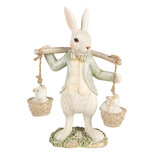 Clayre & Eef | Decoratie beeld Konijn Wit Groen 12x7x17 cm | 6PR4993 Clayre & Eef | Decoratie beeld Konijn Wit Groen 12x7x17 cm | 6PR4993