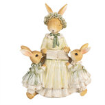 Clayre & Eef | Decoratie Konijnen Bruin Groen 14x10x19 cm | 6PR5022 Clayre & Eef | Decoratie Konijnen Bruin Groen 14x10x19 cm | 6PR5022