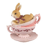 Clayre & Eef   | Decoratie Beeld Konijn Bruin Roze 9x7x9 cm | 6PR4986