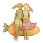 Clayre & Eef | Decoratie Beeld Konijn Oranje Bruin 17x10x15 cm | 6PR5024 Clayre & Eef | Decoratie Beeld Konijn Oranje Bruin 17x10x15 cm | 6PR5024