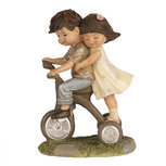 Clayre & Eef   | Decoratie kinderen op fiets Bruin 10x6x14 cm | 6PR5027