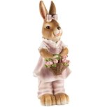 Dekoratief | Bunny staand m/bloemenmand, resina, 15x13x35cm | A240015