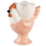 Dekoratief | Eierdopje kip, wit/peach, keramiek, 10x5x10cm | A240069