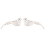 Dekoratief | Clip m/vogeltje, wit, PVC, 14x4x5cm, set van 2 stuks | A240189