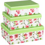 Dekoratief | Set 3 dozen rechthoek 'Fuchsia Flower', karton, 26x18x10cm | A240200