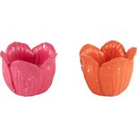 Dekoratief | Theelichthouder tulp, fuchsia/oranje, resina, 10x10x8cm, set van 2 stuks | A240142 Dekoratief | Theelichthouder tulp, fuchsia/oranje, resina, 10x10x8cm, set van 2 stuks | A240142