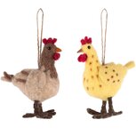 Dekoratief | Hanger haantje, geel/bruin, stof, 10x4x11cm, set van 2 stuks | A240181 Dekoratief | Hanger haantje, geel/bruin, stof, 10x4x11cm, set van 2 stuks | A240181