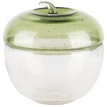 Dekoratief | Appel pot m/deksel, transparant/groen, glas, 16x16x15cm | A240438 Dekoratief | Appel pot m/deksel, transparant/groen, glas, 16x16x15cm | A240438