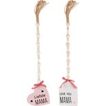 Dekoratief | Hanger 'Liefste Mama/Love you Mama', hout, 8x8x30cm, set van 2 stuks | A240513 Dekoratief | Hanger 'Liefste Mama/Love you Mama', hout, 8x8x30cm, set van 2 stuks | A240513