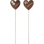 Dekoratief | Stick m/hart 'Welcome', roest, metaal, 10x10x47cm, set van 2 stuks | A240539 Dekoratief | Stick m/hart 'Welcome', roest, metaal, 10x10x47cm, set van 2 stuks | A240539