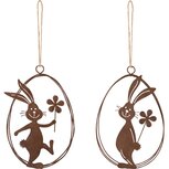 Dekoratief | Hanger ei m/bunny, roest, metaal, 15x10cm, set van 2 stuks | A240552 Dekoratief | Hanger ei m/bunny, roest, metaal, 15x10cm, set van 2 stuks | A240552