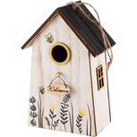 Dekoratief | Hanger vogelhuisje m/bloemen, hout, 20x13x9cm | A240556 Dekoratief | Hanger vogelhuisje m/bloemen, hout, 20x13x9cm | A240556
