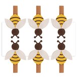 Dekoratief | Set 6 speldjes m/bij, hout, 13x13cm | A240557