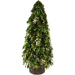 Dekoratief | PlantenKegel vorm op voet, groen/naturel, PVC, 26x26x60cm | A240965 Dekoratief | PlantenKegel vorm op voet, groen/naturel, PVC, 26x26x60cm | A240965