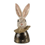 Clayre & Eef   | Decoratie Konijn Wit Goudkleurig Zwart 11x11x23 cm | 6PR4086