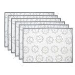 Clayre & Eef | Placemats Set van 6 Wit Grijs 48x33 cm | LGC40 Clayre & Eef | Placemats Set van 6 Wit Grijs 48x33 cm | LGC40