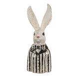 Clayre & Eef   | Decoratie beeld Konijn Wit Goudkleurig zwart 16x14x42 cm | 6PR4090